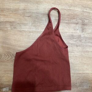 Urban Outfitters Rust Ribbed One-Shoulder cropped Tank Top